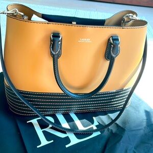 Lauren Ralph large Marcy leather Satchel (like new)